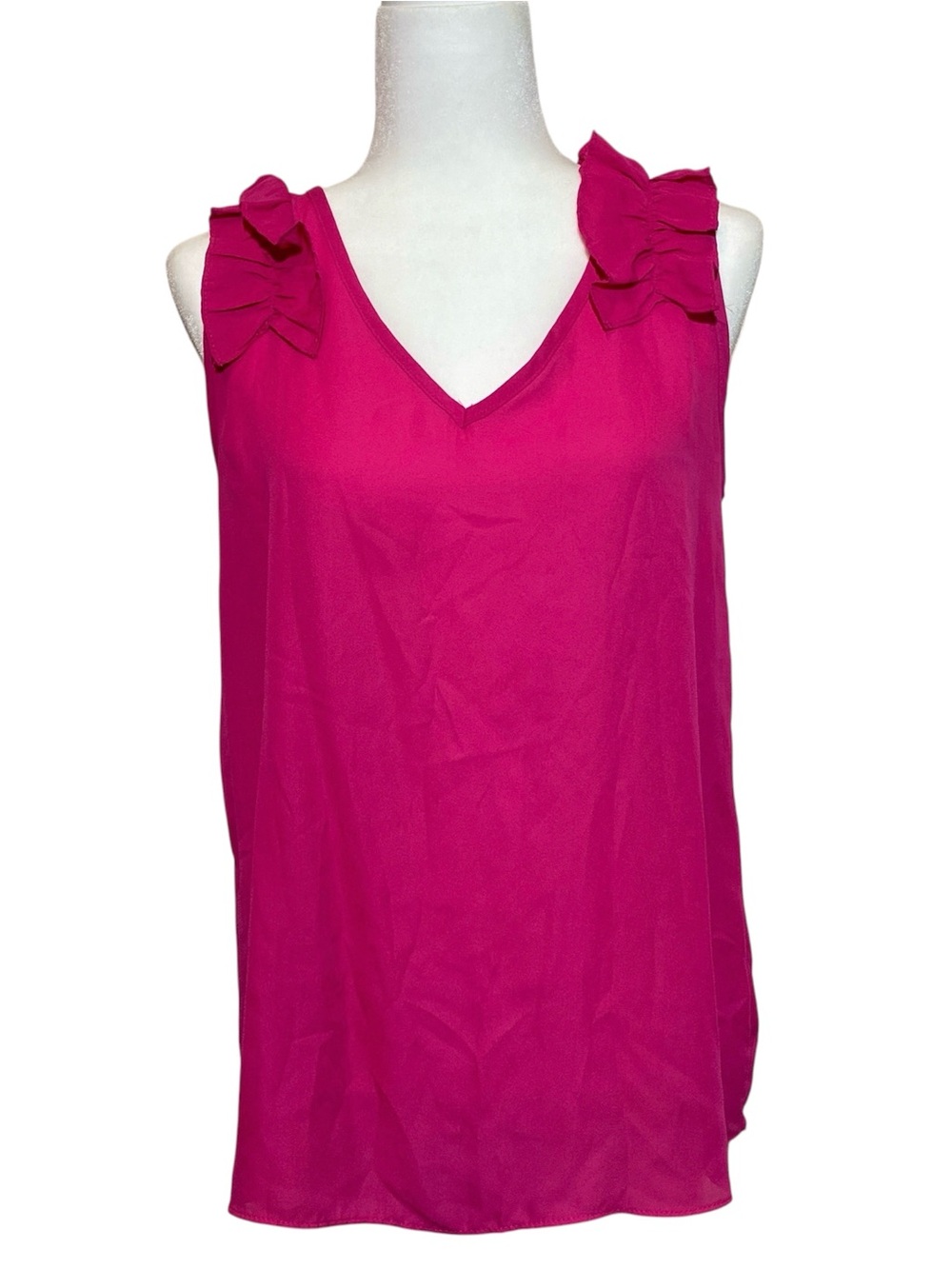 Adora Sleeveless V-Neck Ruffled Shoulder Top